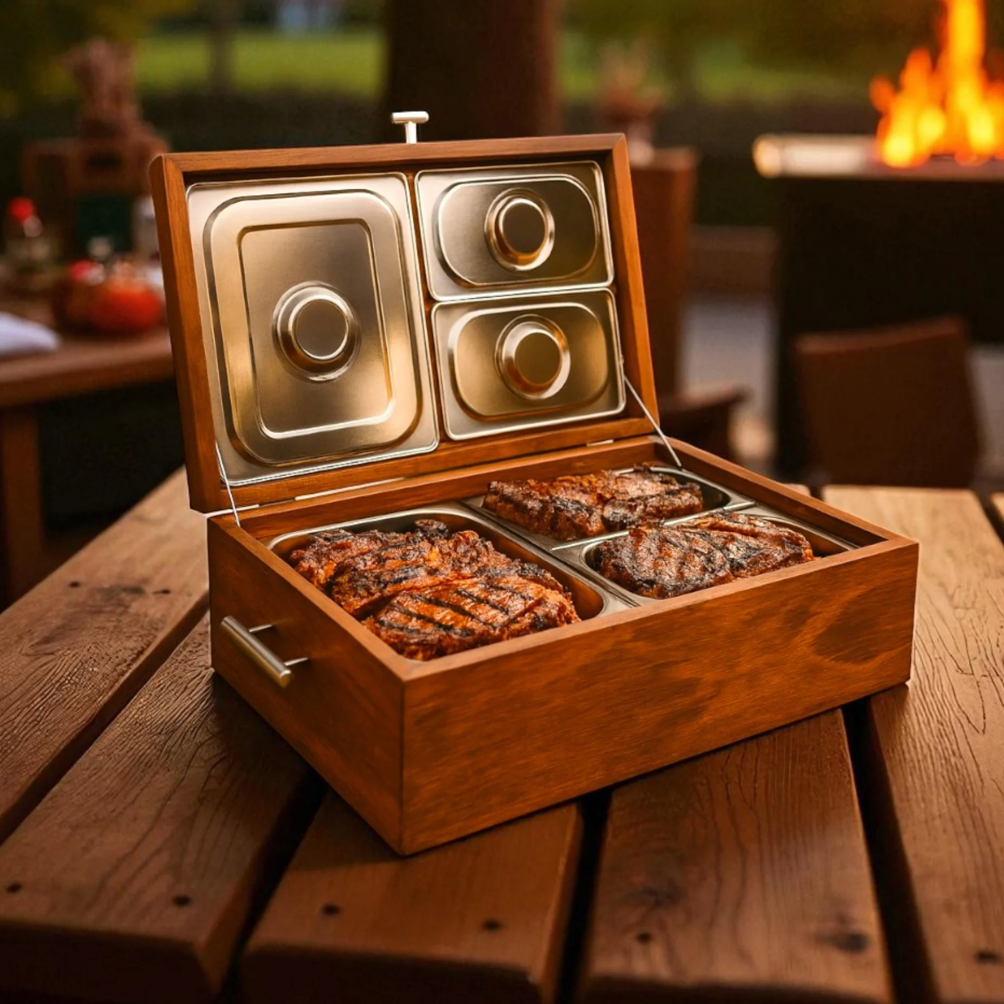 GrillBox Triple — Caja para carne asada premium 10 kg
