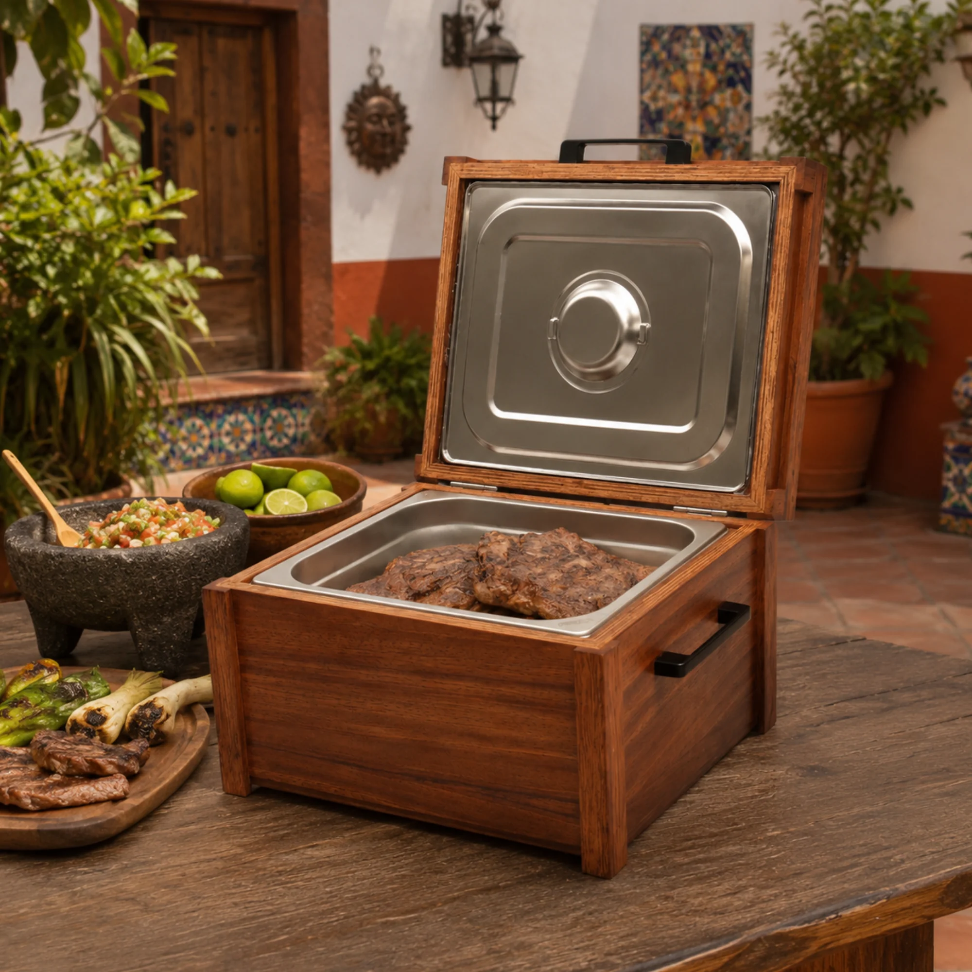 GrillBox Sencilla – Caja Parrillera de Madera para Carne Asada — Signature